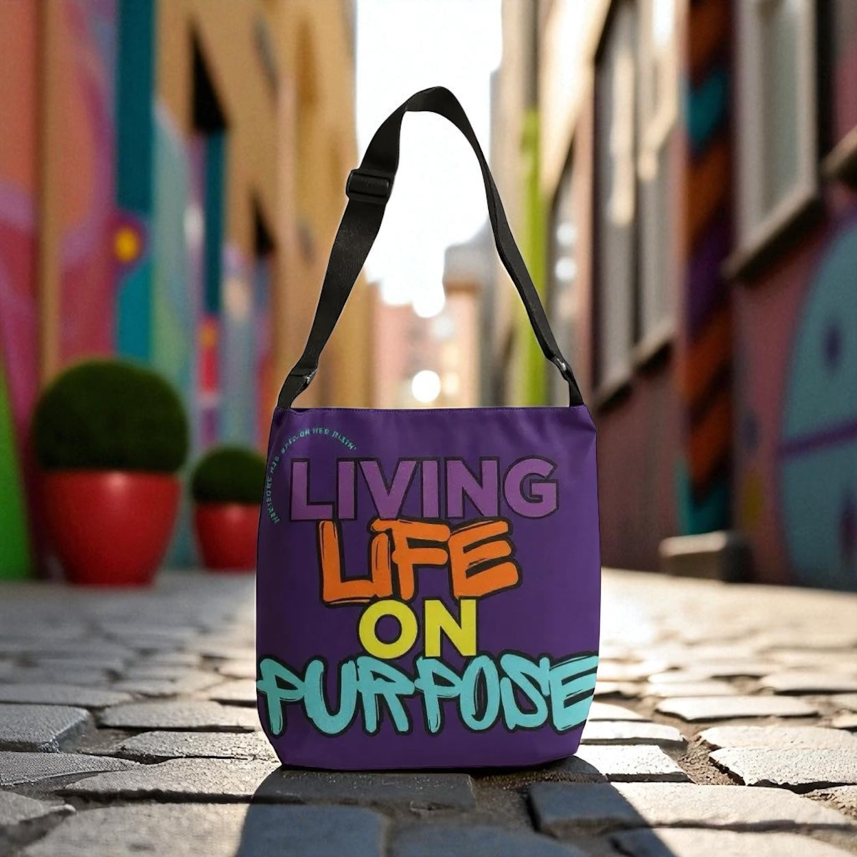 Living Life on Purpose Adjustable Tote Bag (Plum Purple)