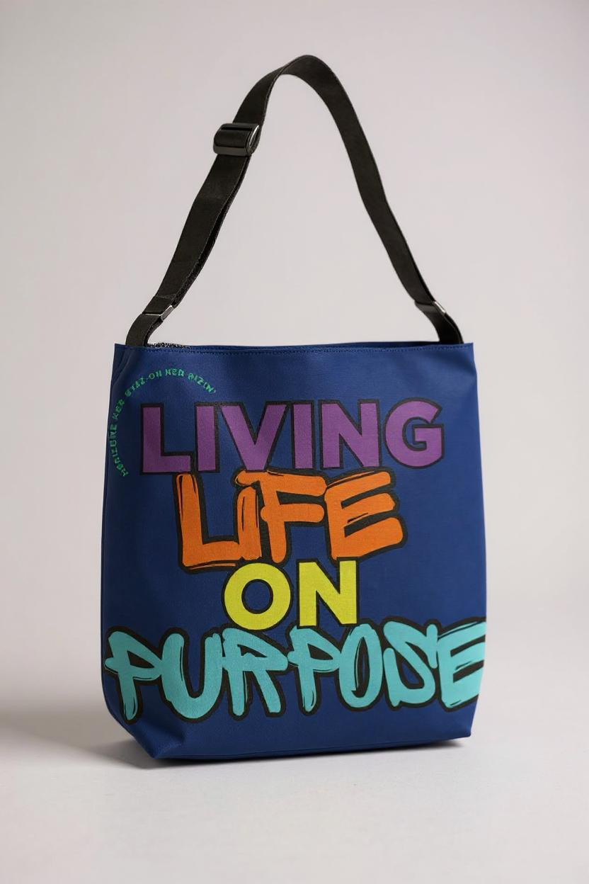 Living on Purpose Adjustable Tote Bag (Blueberry Blue)