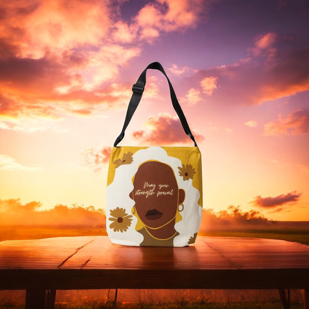 Strength Prevail Adjustable Tote Bag (Marigold Yellow)