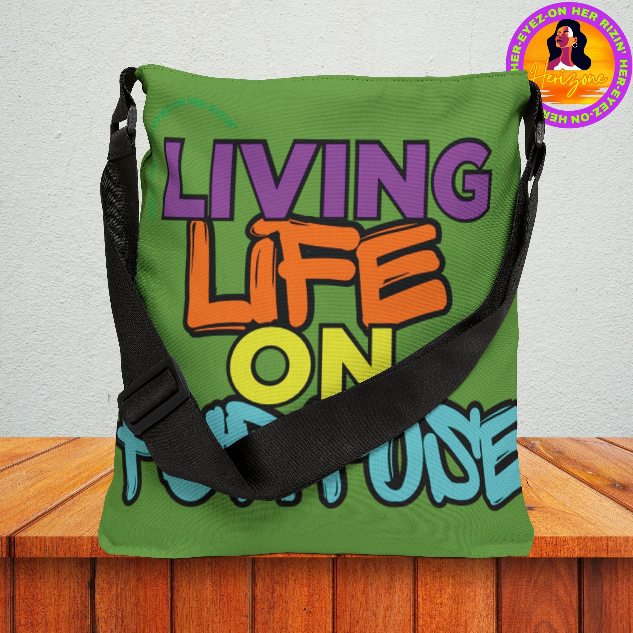 Living Life on Purpose Adjustable Tote Bag (Green Apple)