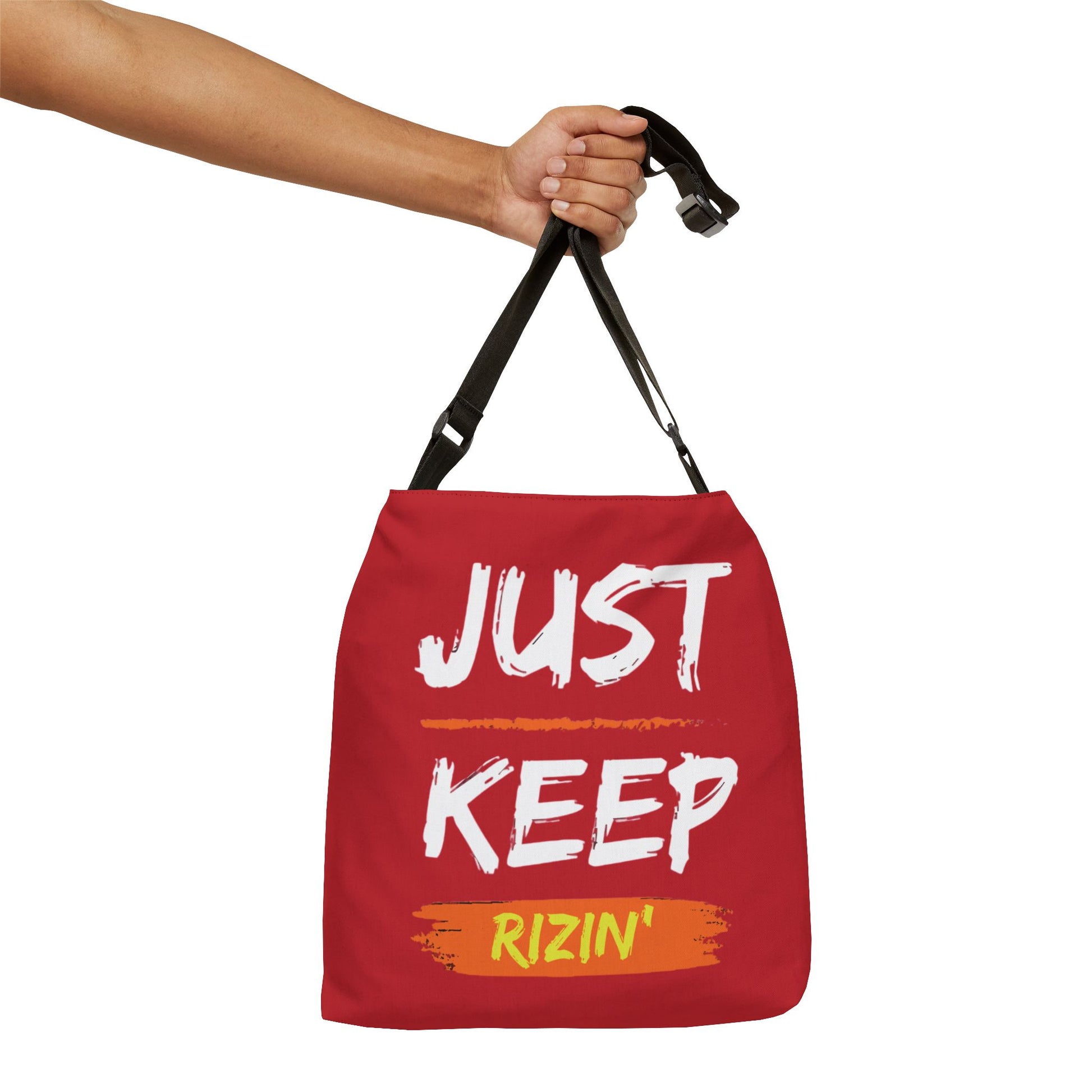 Just Keep Rizin’ Adjustable Tote Bag (Ruby Red)