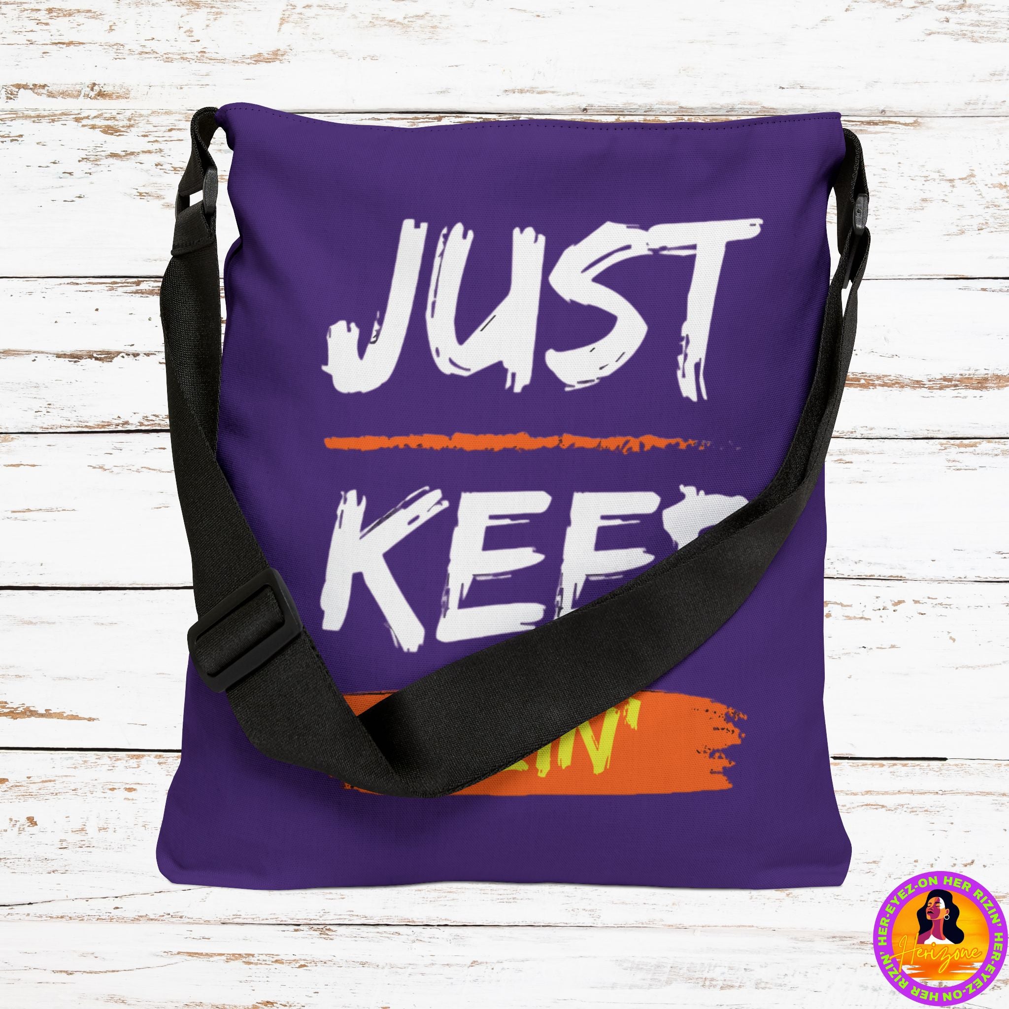 Just Keep Rizin’ Adjustable Tote Bag (Plum Purple)
