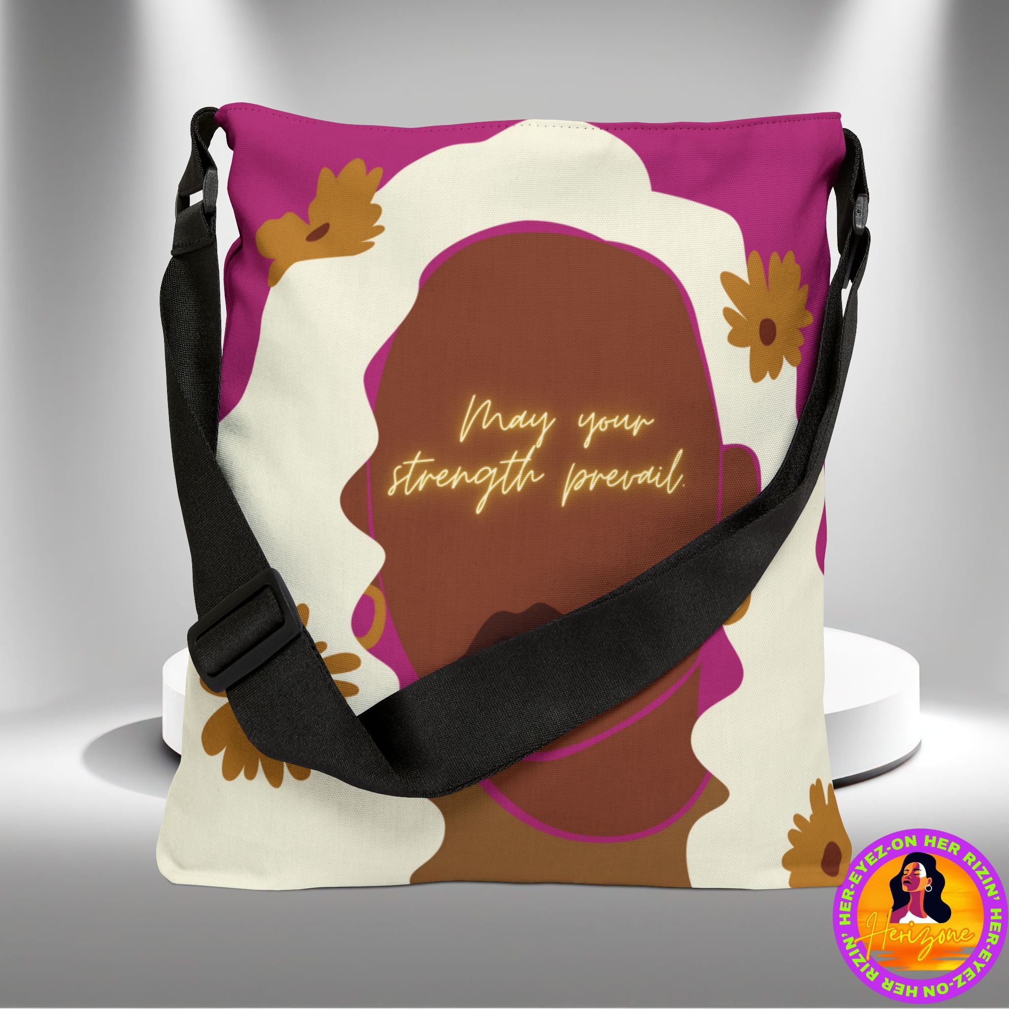 Strength Prevail Adjustable Tote Bag (Fuchsia Pink)