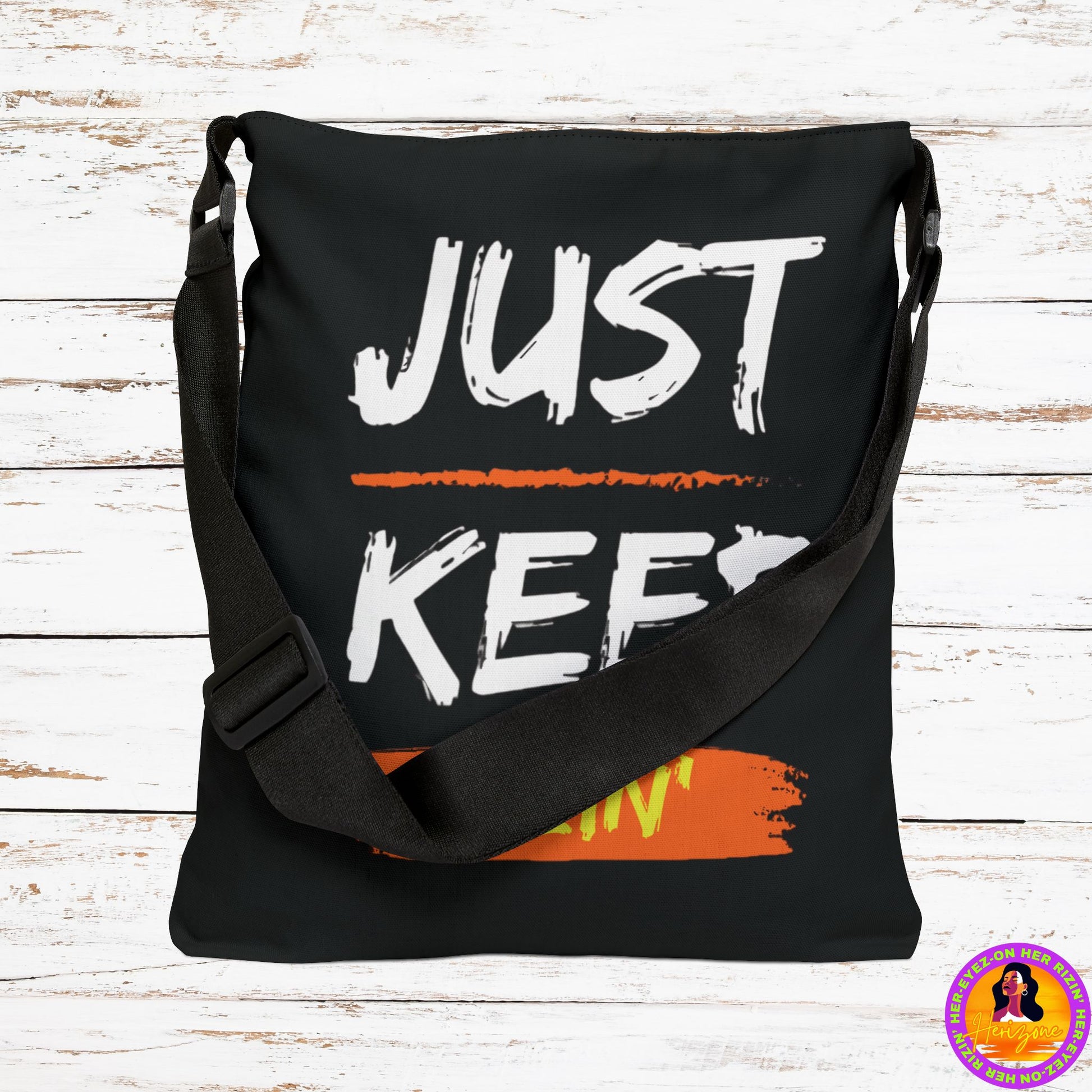 Just Keep Rizin’ Adjustable Tote Bag (Jet Black)