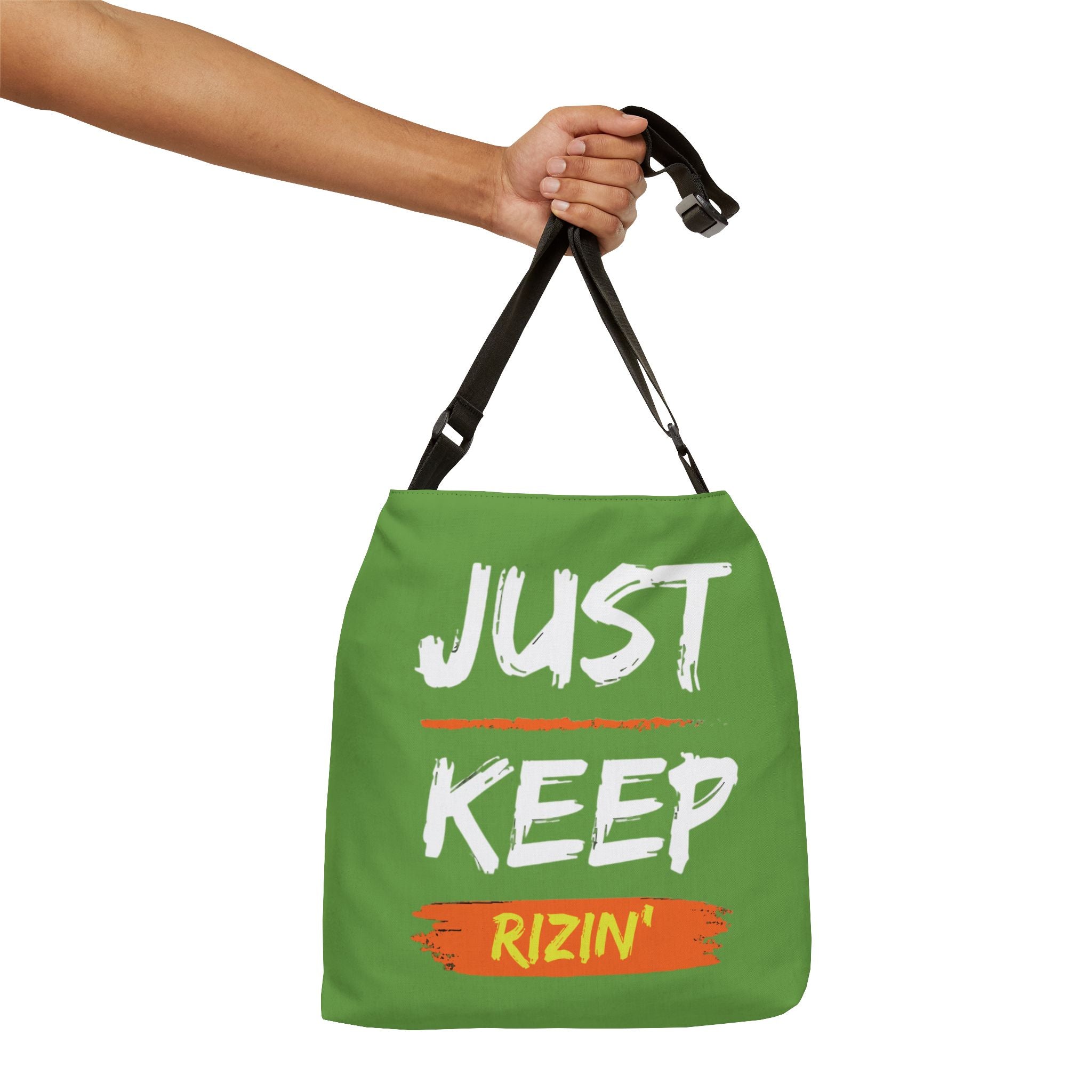 Just Keep Rizin’ Adjustable Tote Bag (Green Apple)