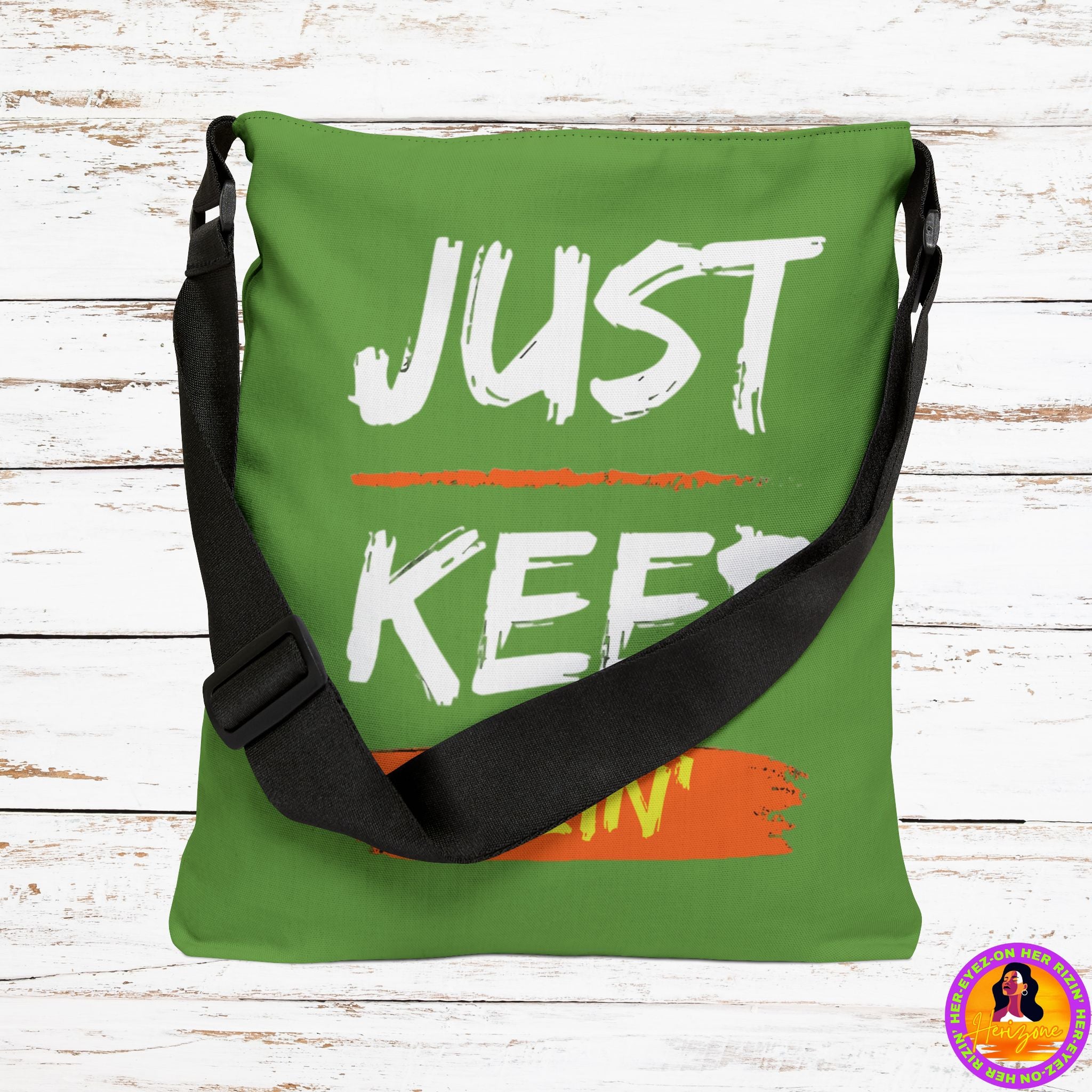 Just Keep Rizin’ Adjustable Tote Bag (Green Apple)