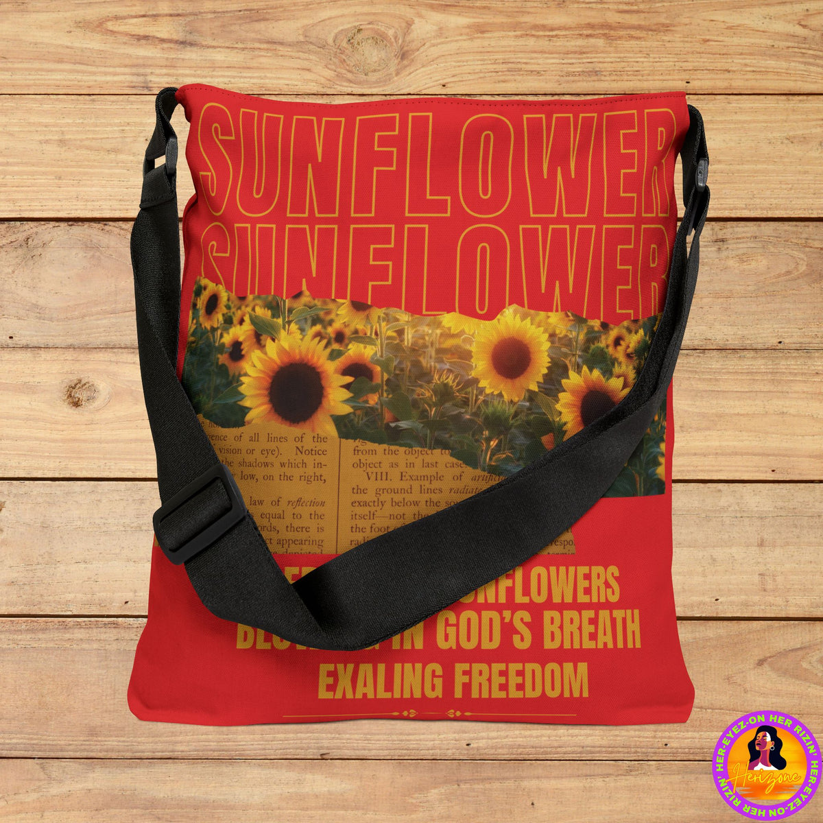 Sunflower Adjustable Tote Bag (Cherry Red)