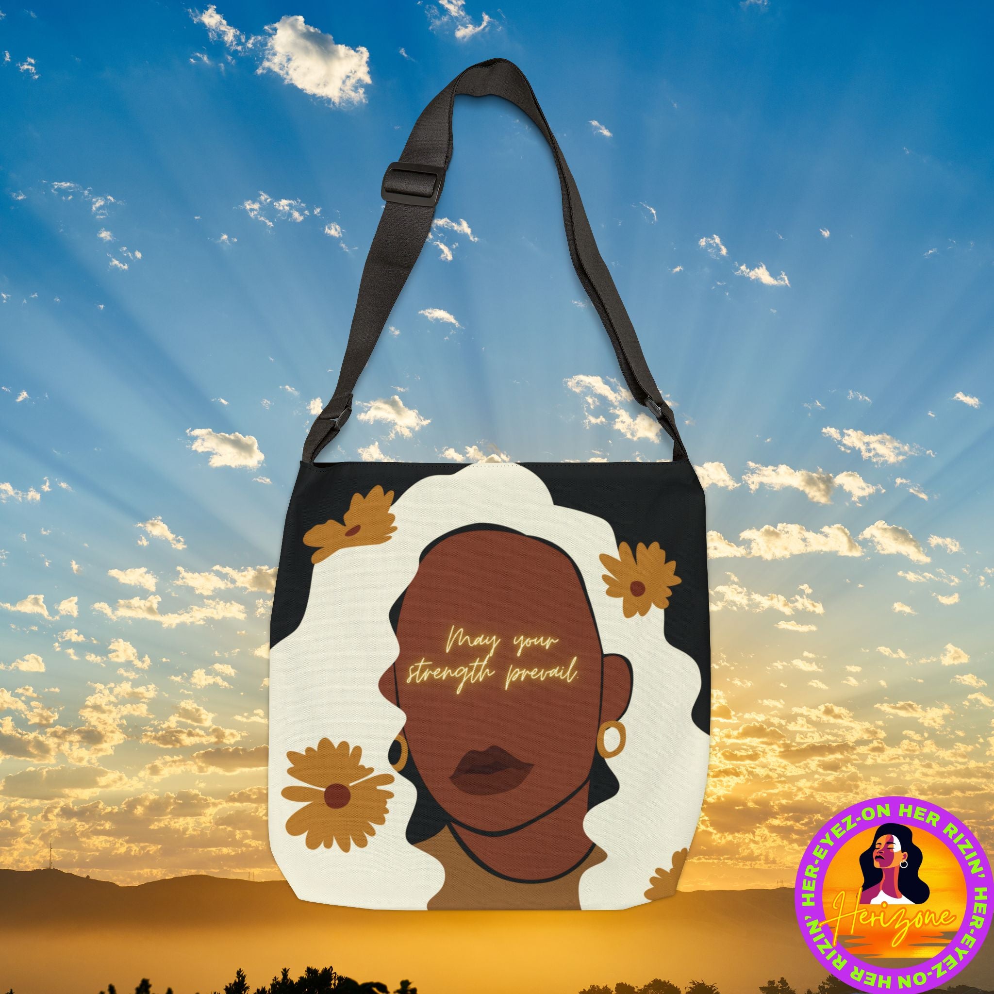 Strength Prevail Adjustable Tote Bag (Jet Black)