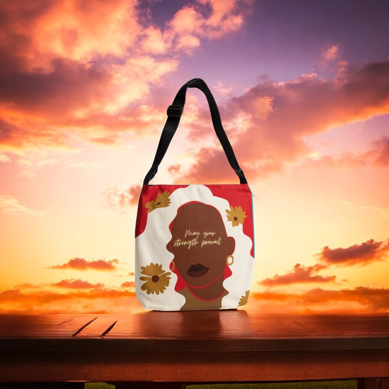 Strength Prevail Adjustable Tote Bag (Cherry Red)