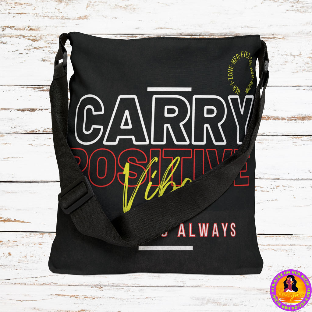 Carry Positive Vibes Adjustable Tote Bag (White + Red + Yellow)