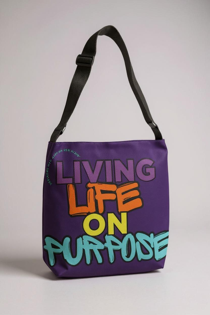 Living Life on Purpose Adjustable Tote Bag (Plum Purple)