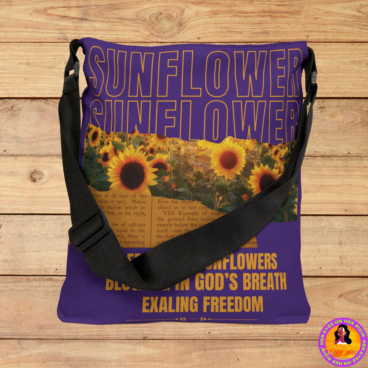 Sunflower Adjustable Tote Bag (Plum Purple)