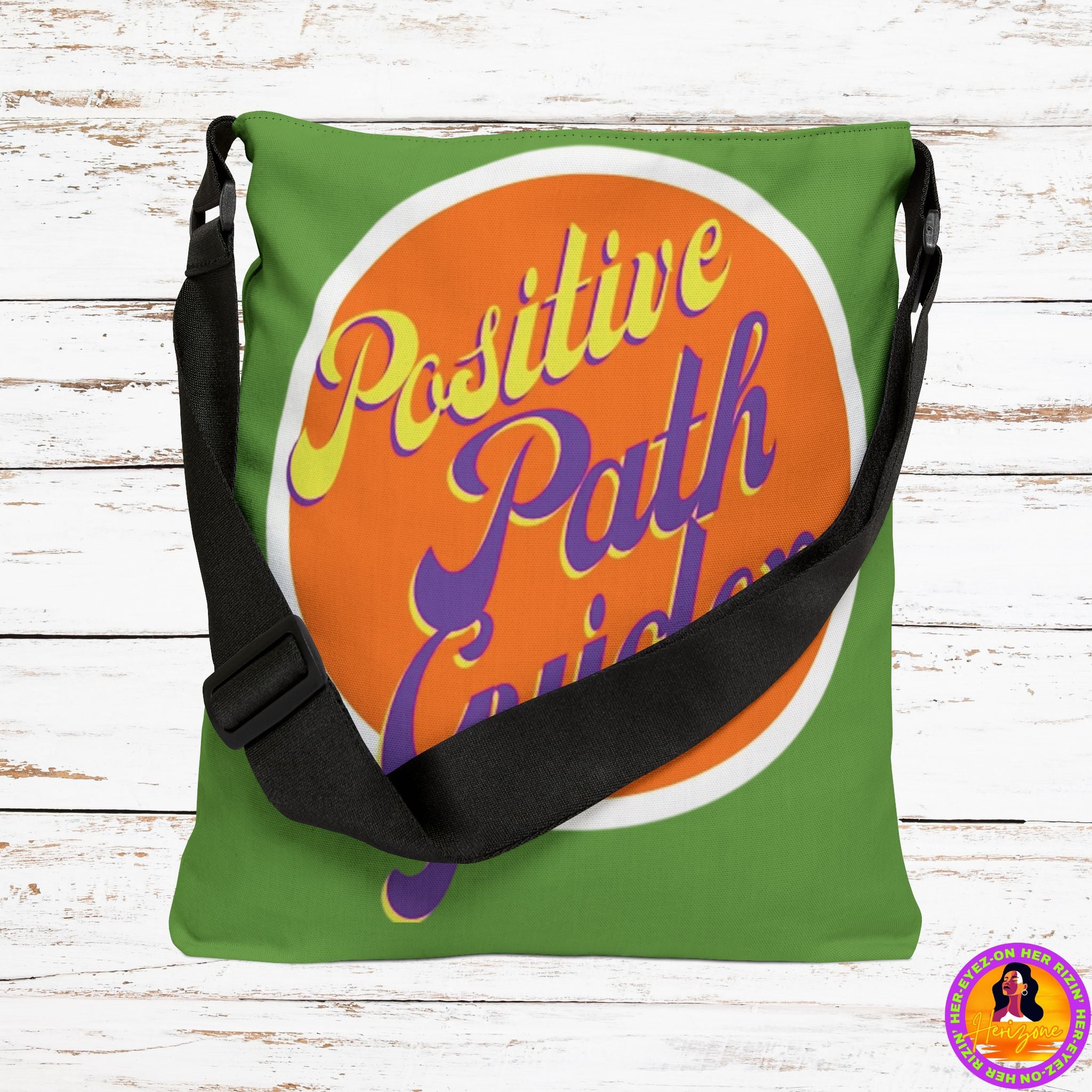 Positive Path Guider Adjustable Tote Bag (Green Apple)