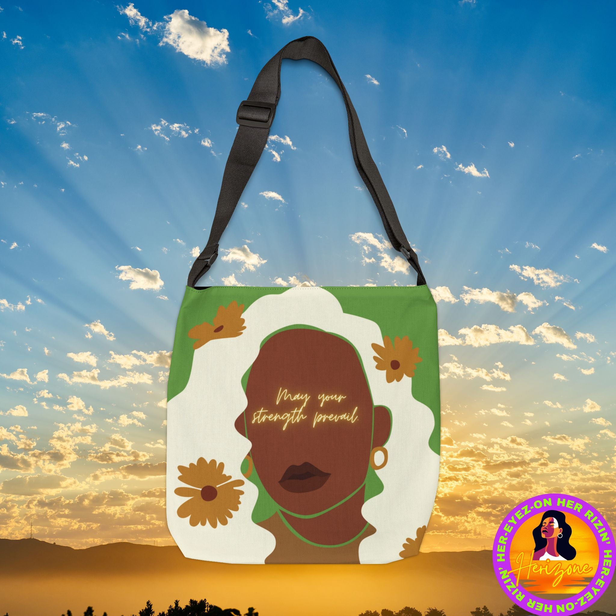 Strength Prevail Adjustable Tote Bag (Green Apple)