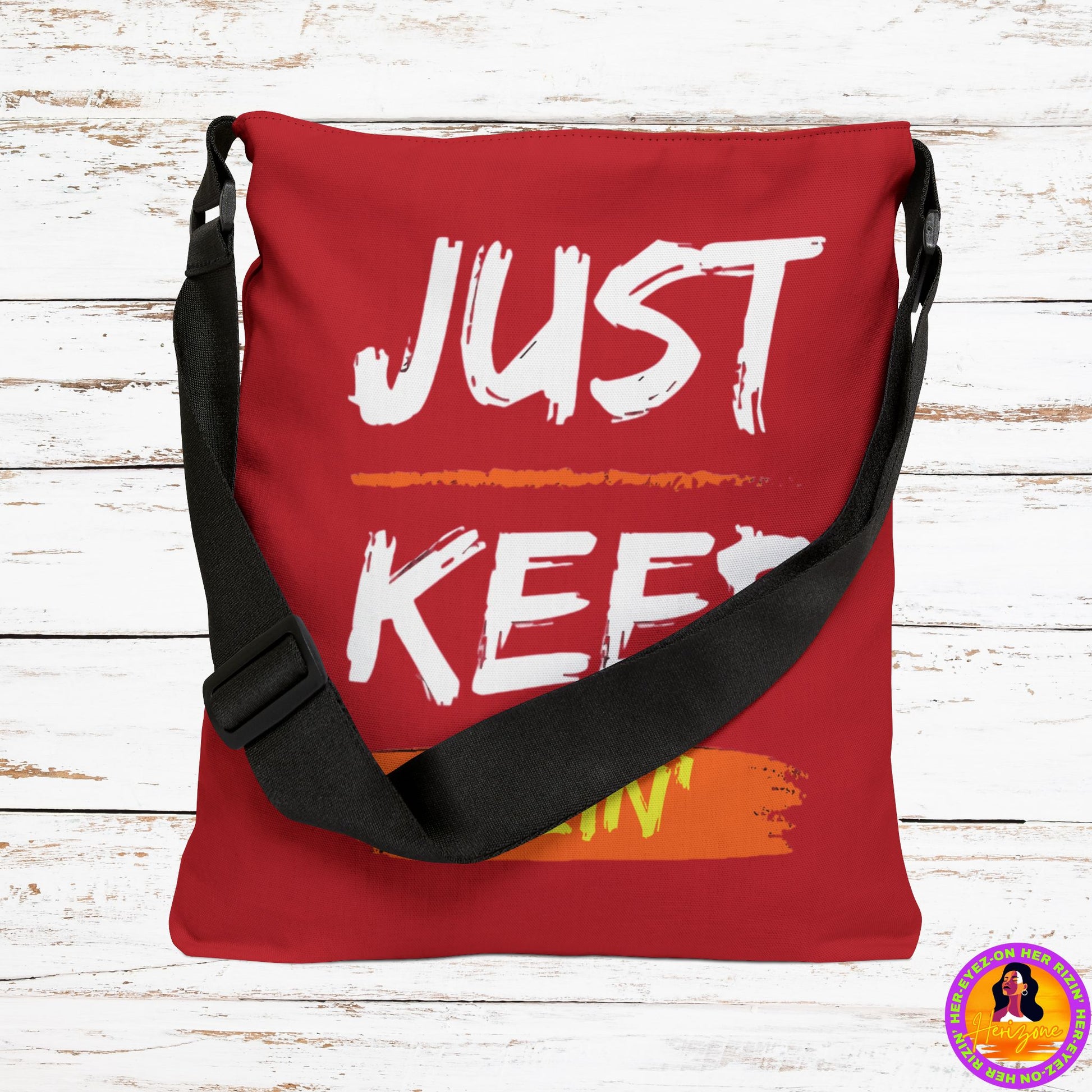 Just Keep Rizin’ Adjustable Tote Bag (Ruby Red)