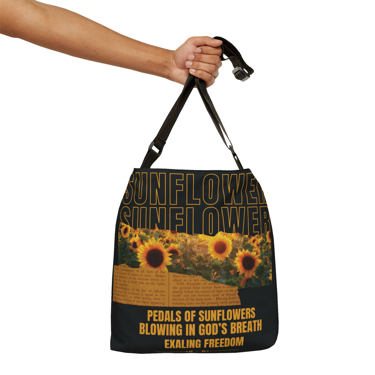 Sunflower Adjustable Tote Bag (Black)