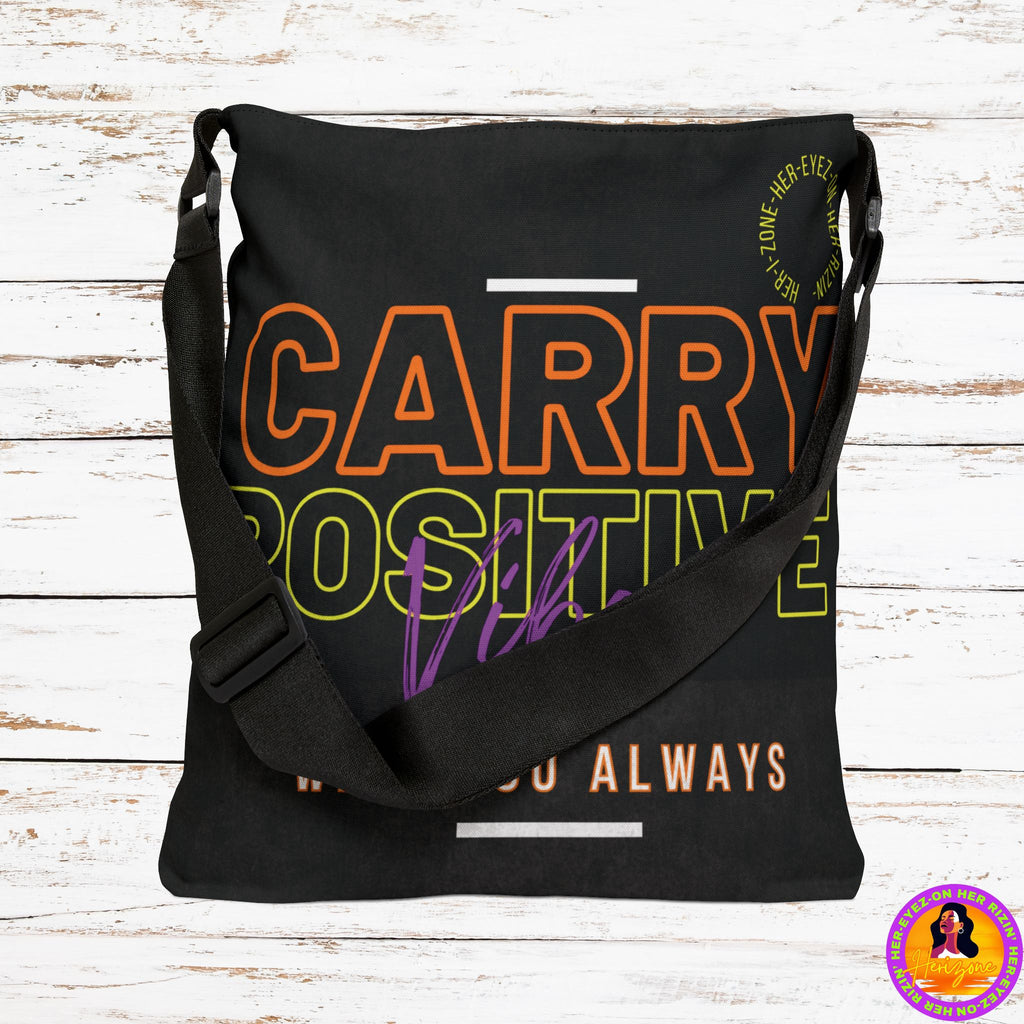 Carry Positive Vibes Adjustable Tote Bag (Orange + Yellow + Purple)
