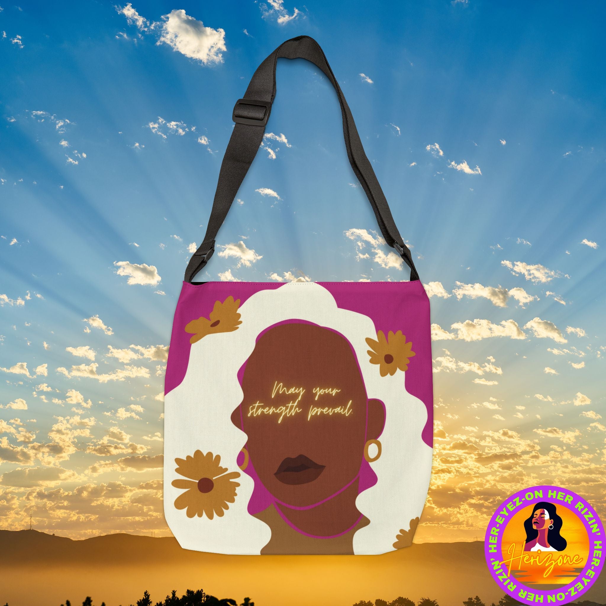 Strength Prevail Adjustable Tote Bag (Fuchsia Pink)