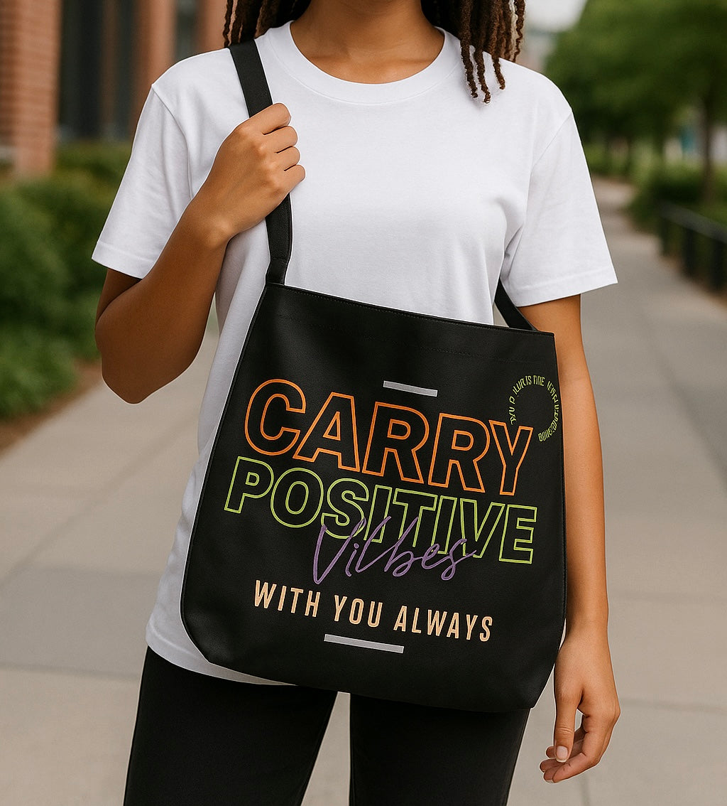 Carry Positive Vibes Adjustable Tote Bag (Orange + Yellow + Purple)