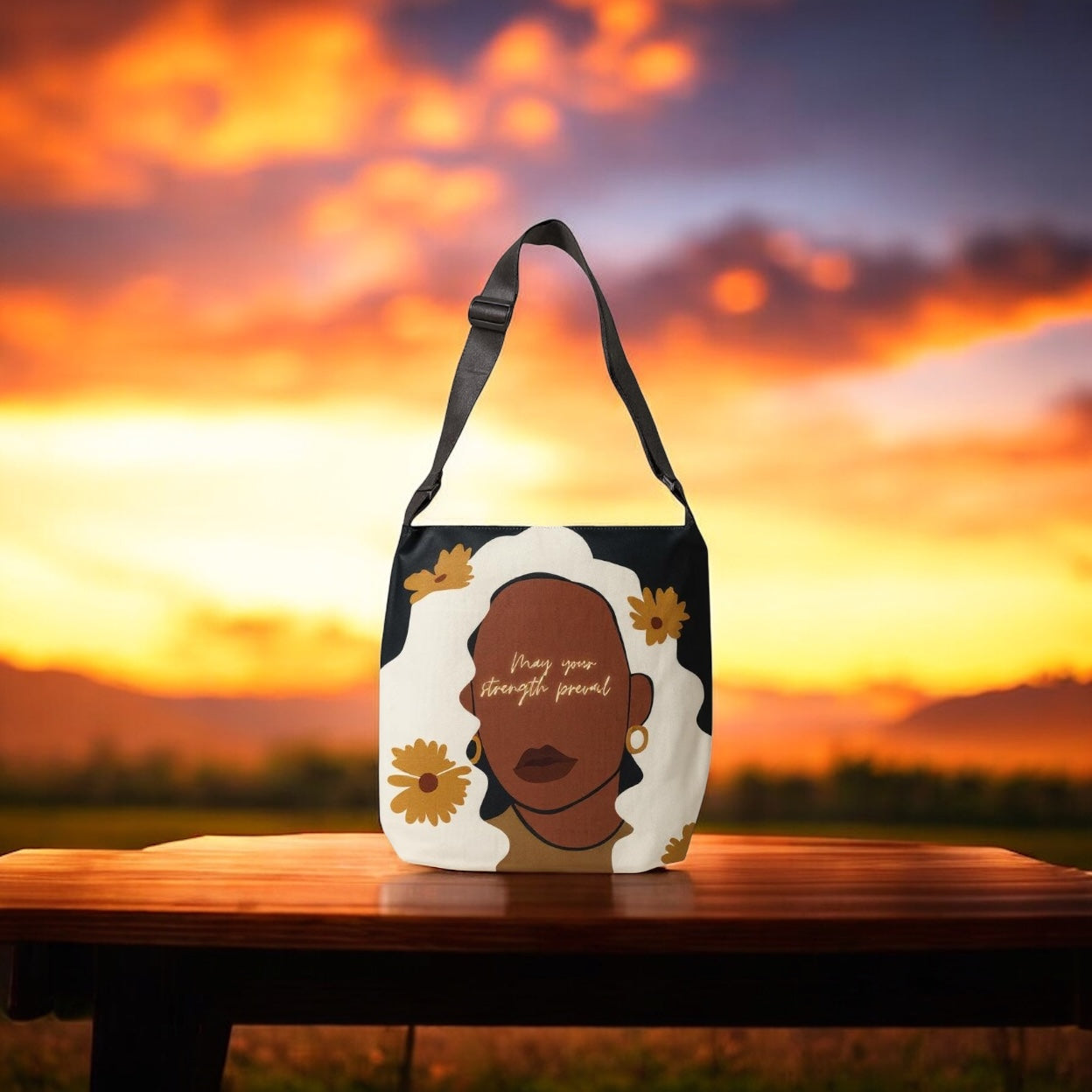 Strength Prevail Adjustable Tote Bag (Jet Black)