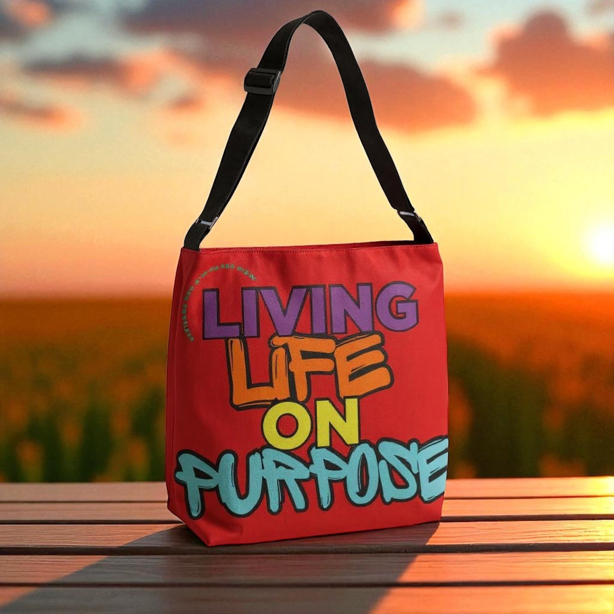 Living Life on Purpose Adjustable Tote Bag (Cherry Red)