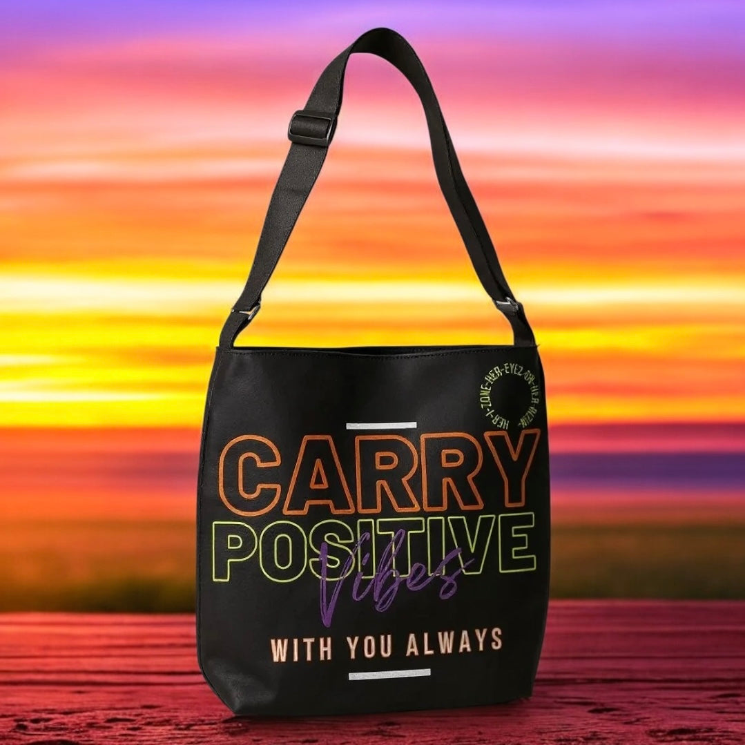 Carry Positive Vibes Adjustable Tote Bag (Orange + Yellow + Purple)