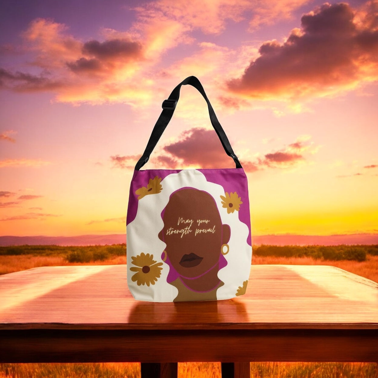Strength Prevail Adjustable Tote Bag (Fuchsia Pink)