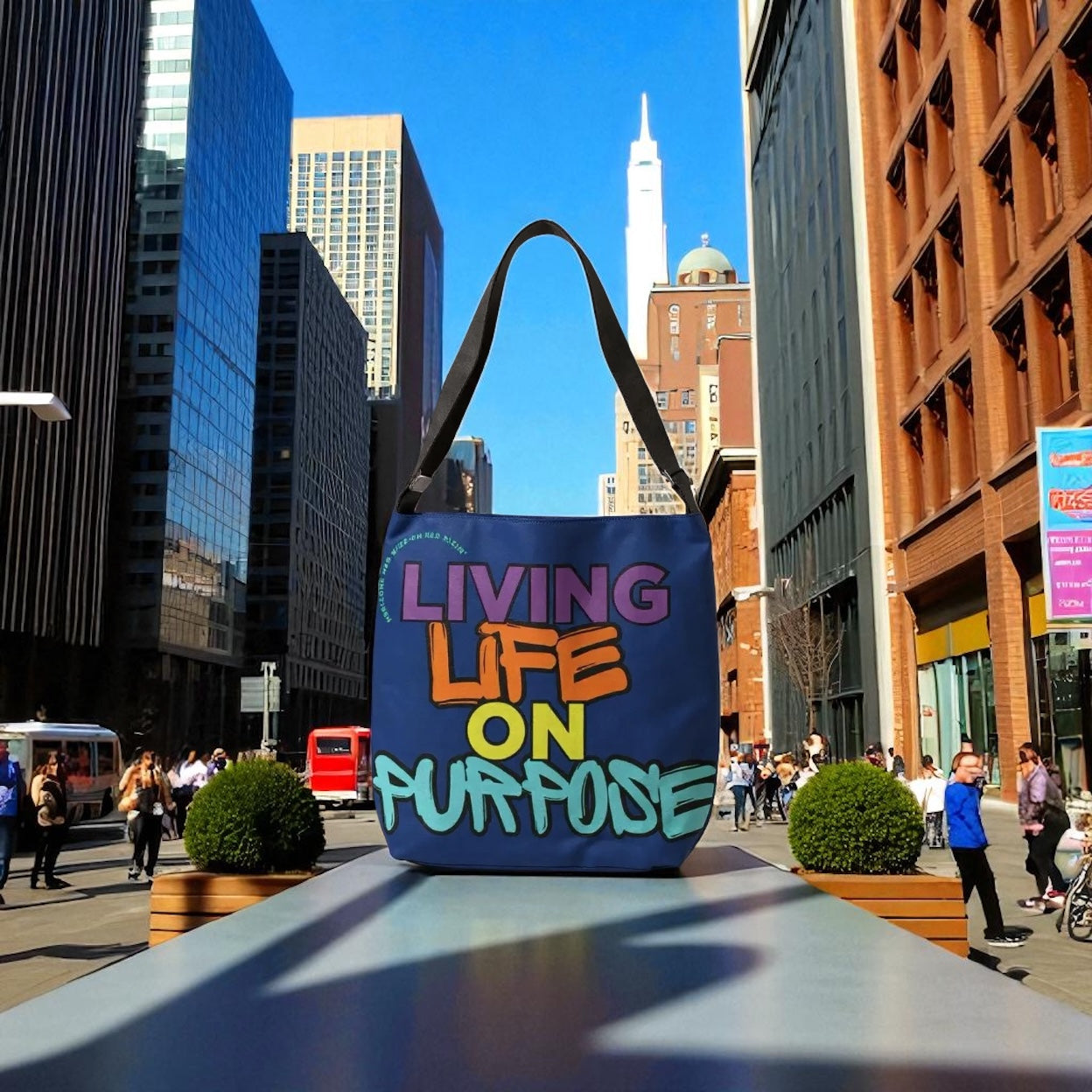 Living on Purpose Adjustable Tote Bag (Blueberry Blue)