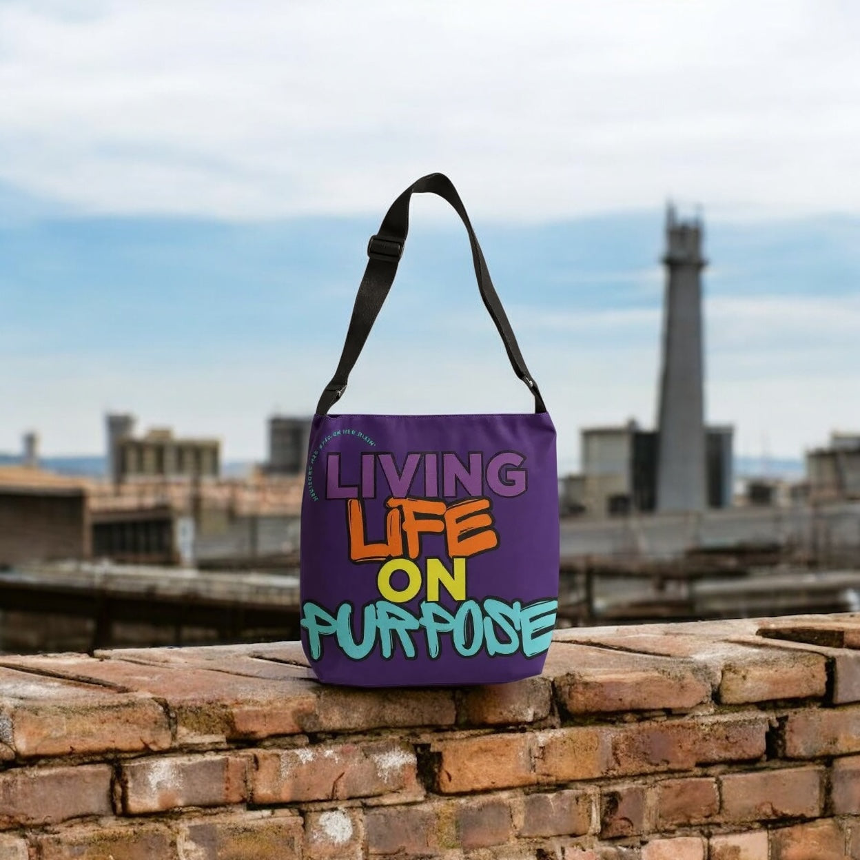 Living Life on Purpose Adjustable Tote Bag (Plum Purple)