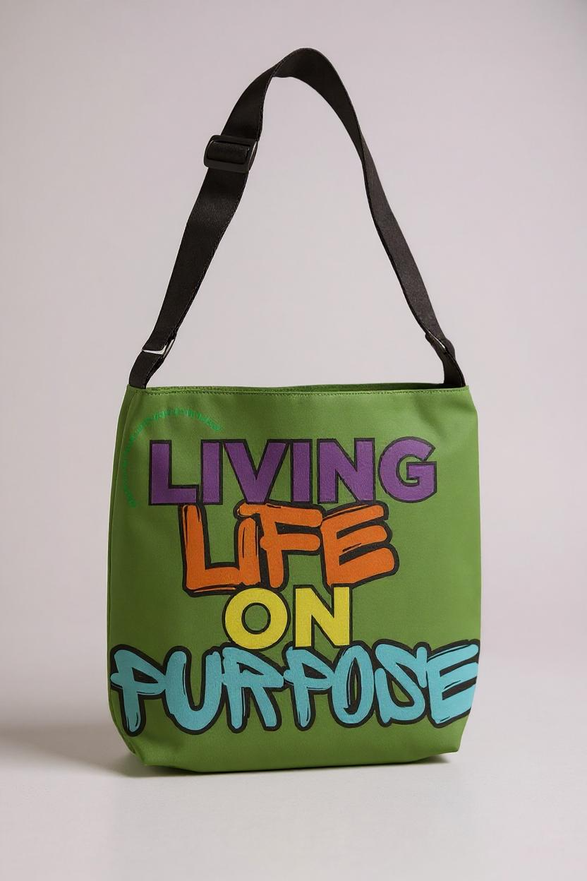 Living Life on Purpose Adjustable Tote Bag (Green Apple)