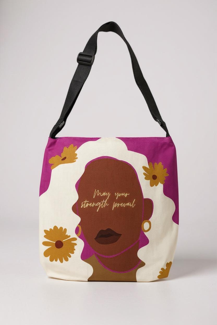 Strength Prevail Adjustable Tote Bag (Fuchsia Pink)