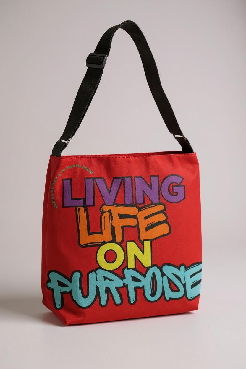 Living Life on Purpose Adjustable Tote Bag (Cherry Red)