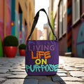 Living Life on Purpose Adjustable Tote Bag (Plum Purple)