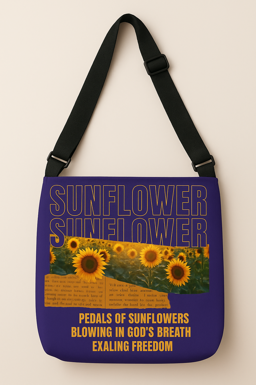 Sunflower Adjustable Tote Bag (Plum Purple)