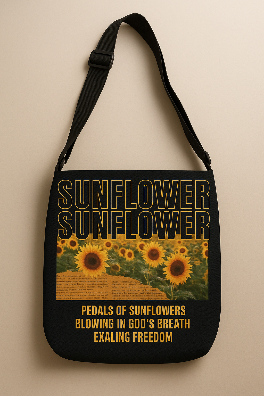 Sunflower Adjustable Tote Bag (Black)
