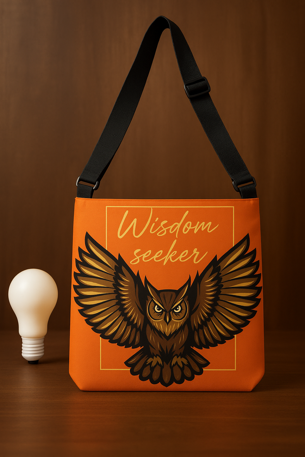 Wisdom Seeker Adjustable Tote Bag (Tangerine Orange)