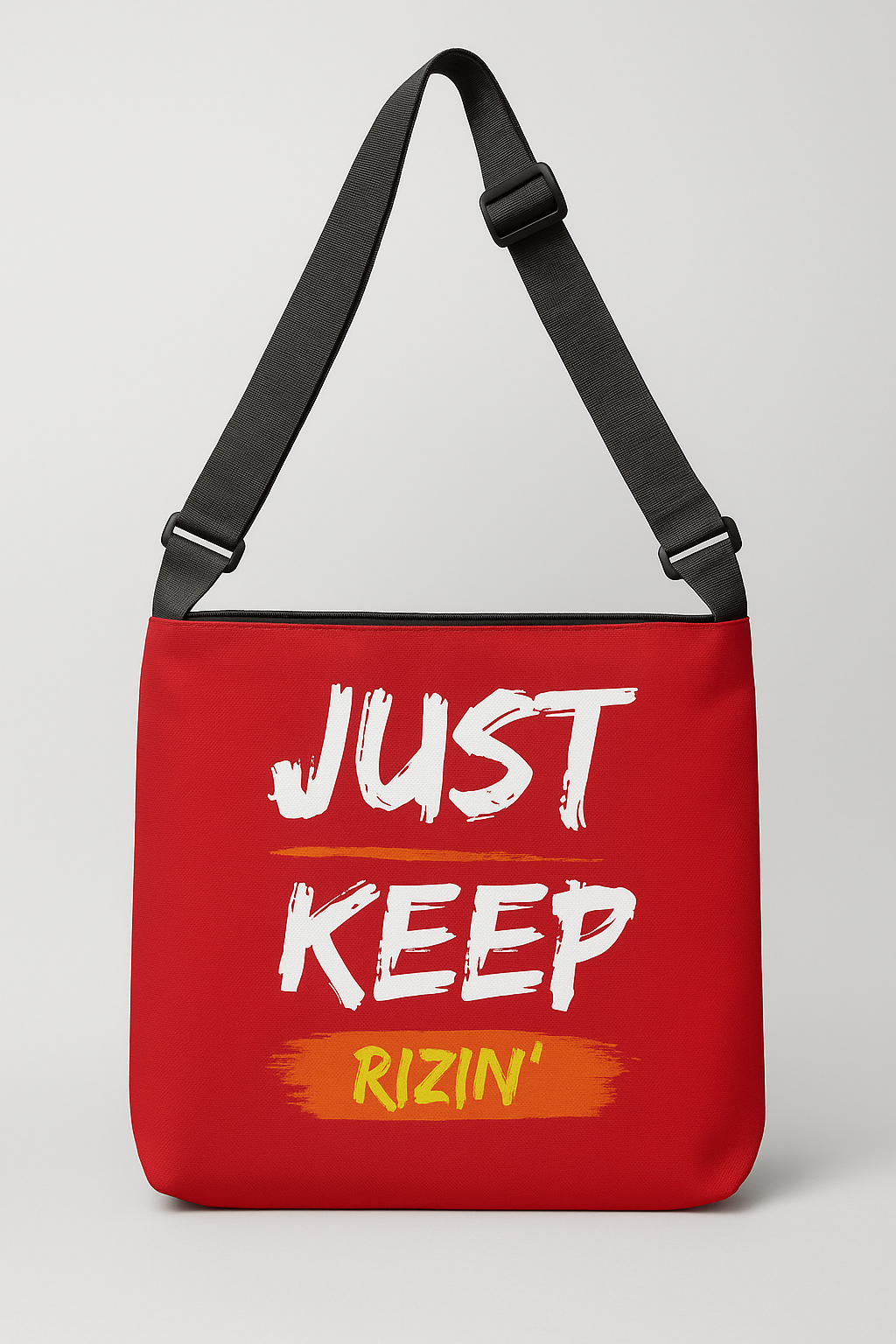 Just Keep Rizin’ Adjustable Tote Bag (Ruby Red)