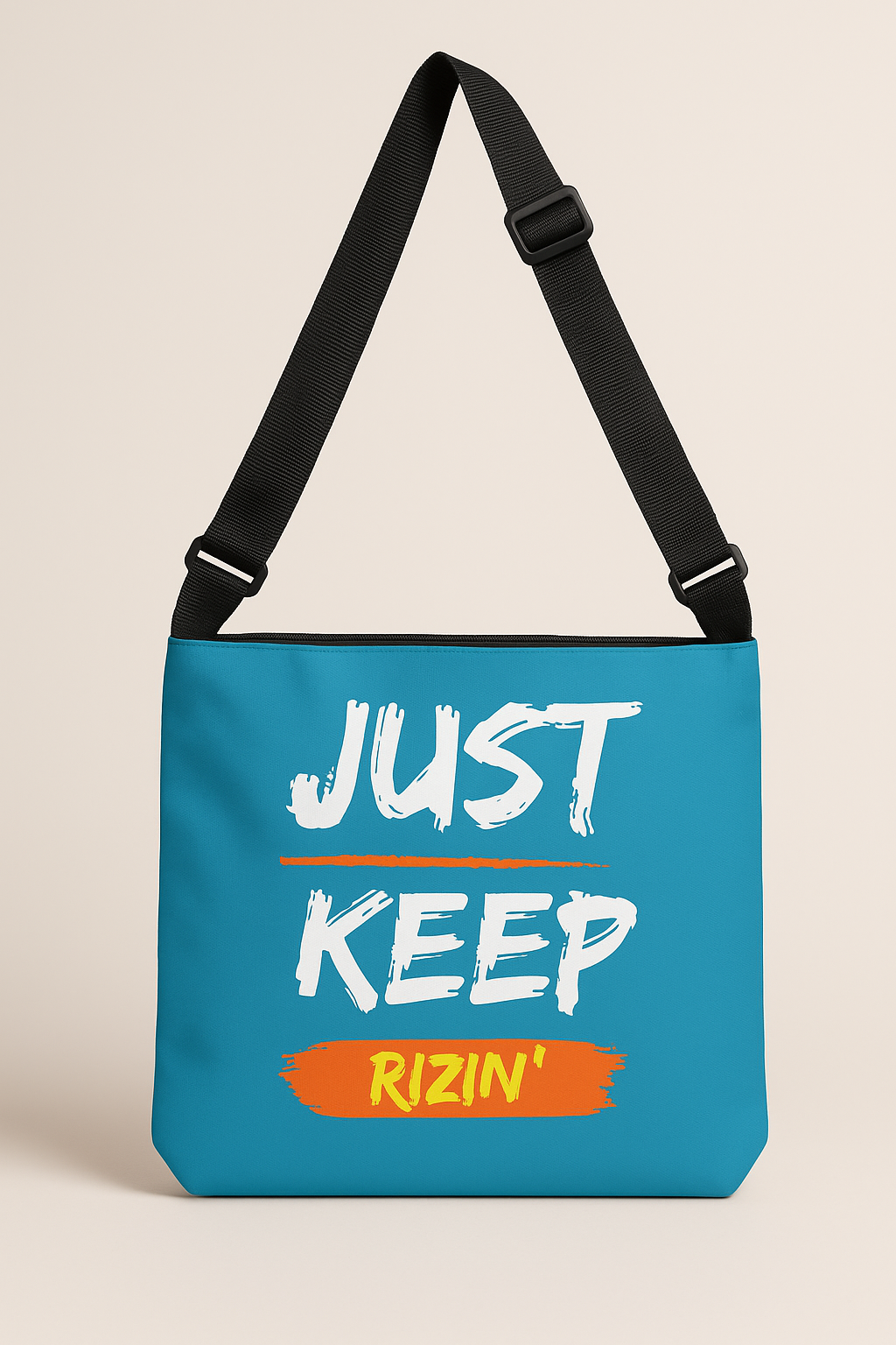 Just Keep Rizin’ Adjustable Tote Bag (Glacial Blue)