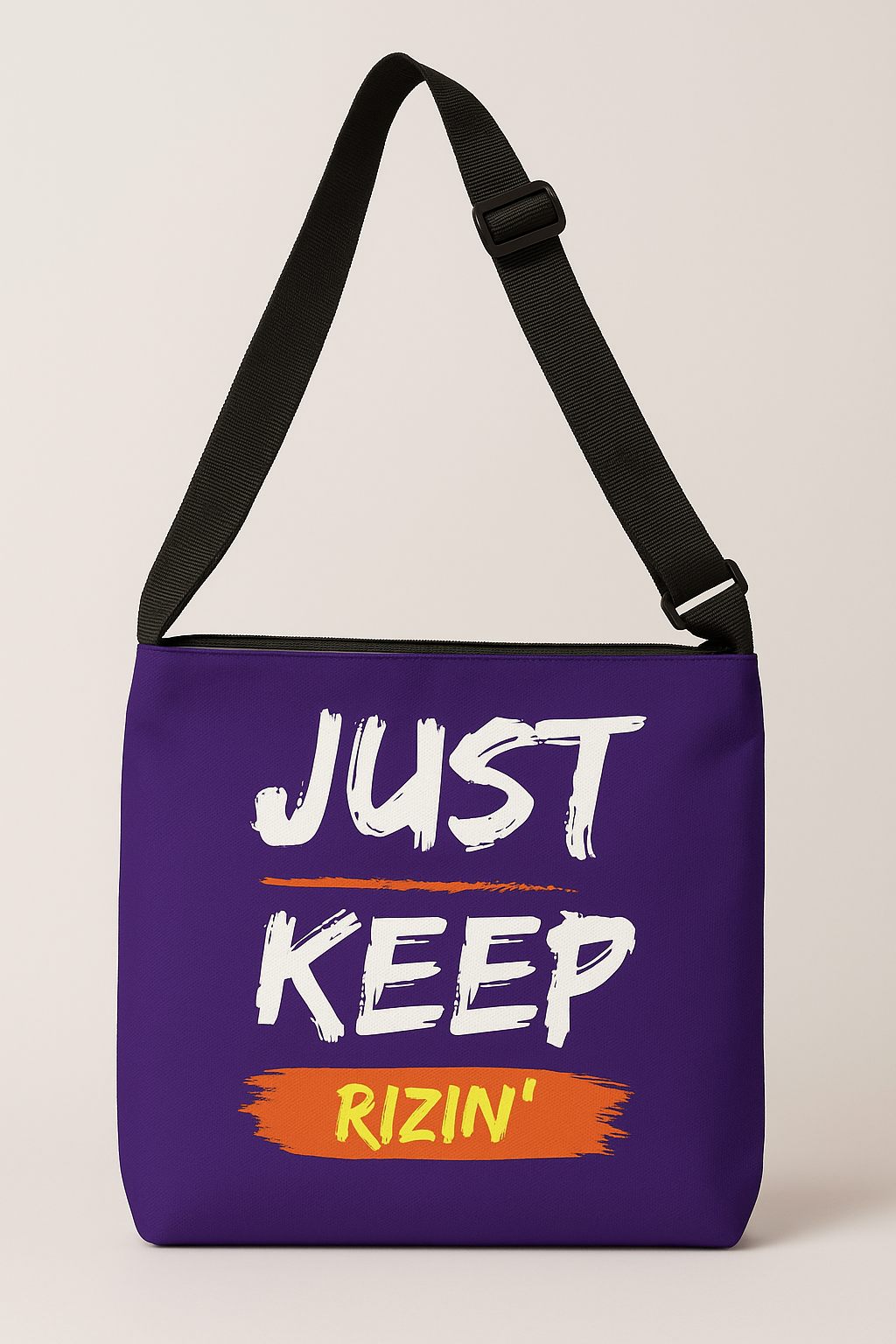 Just Keep Rizin’ Adjustable Tote Bag (Plum Purple)