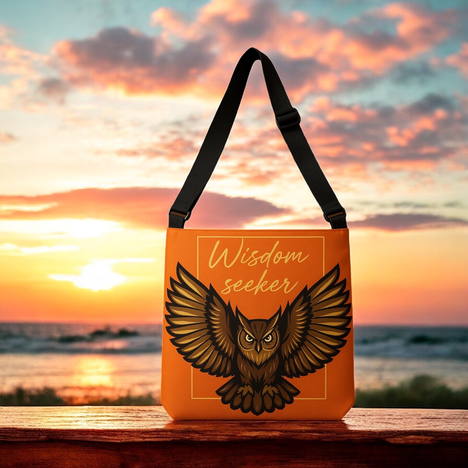 Wisdom Seeker Adjustable Tote Bag (Tangerine Orange)