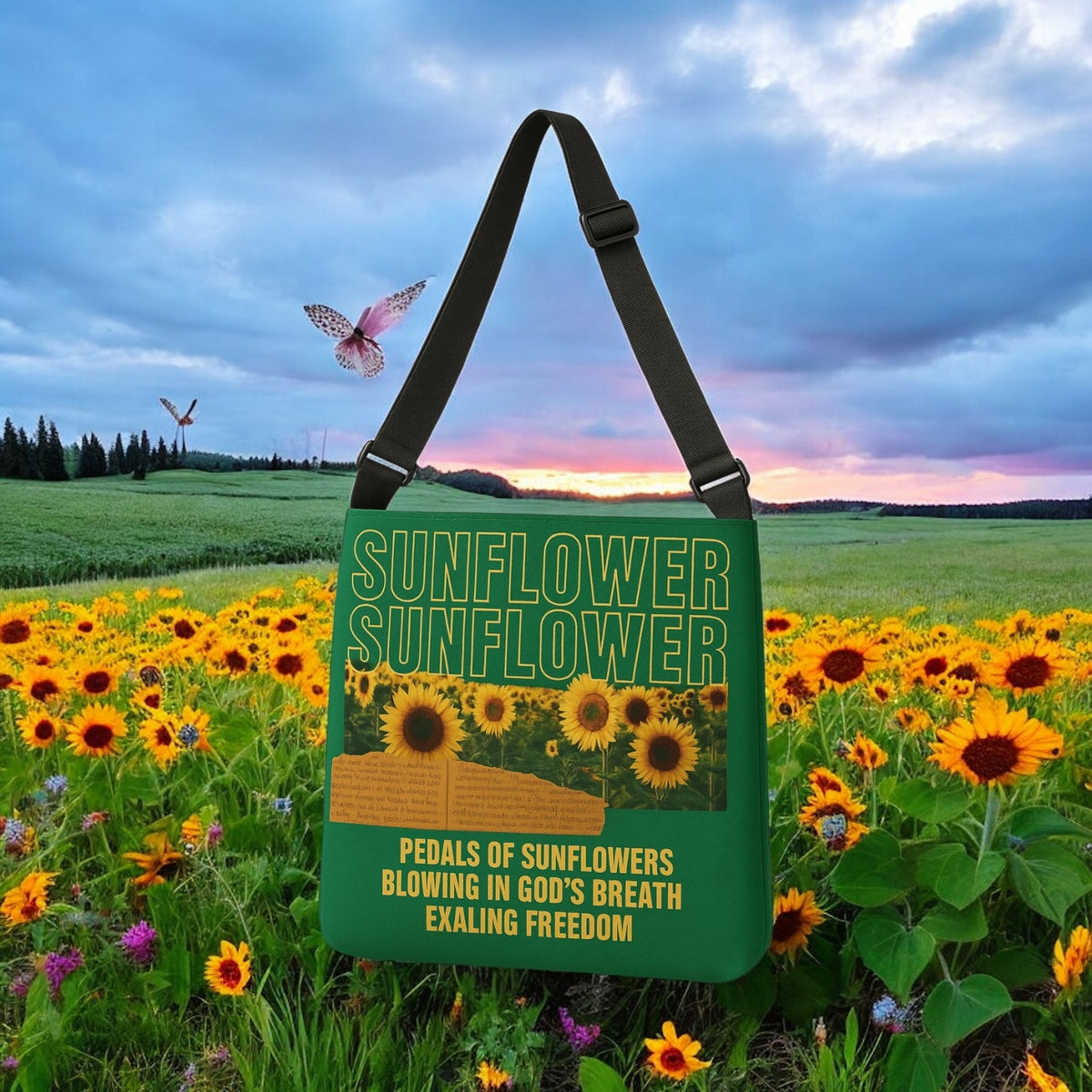 Sunflower Adjustable Tote Bag (Olive Green)