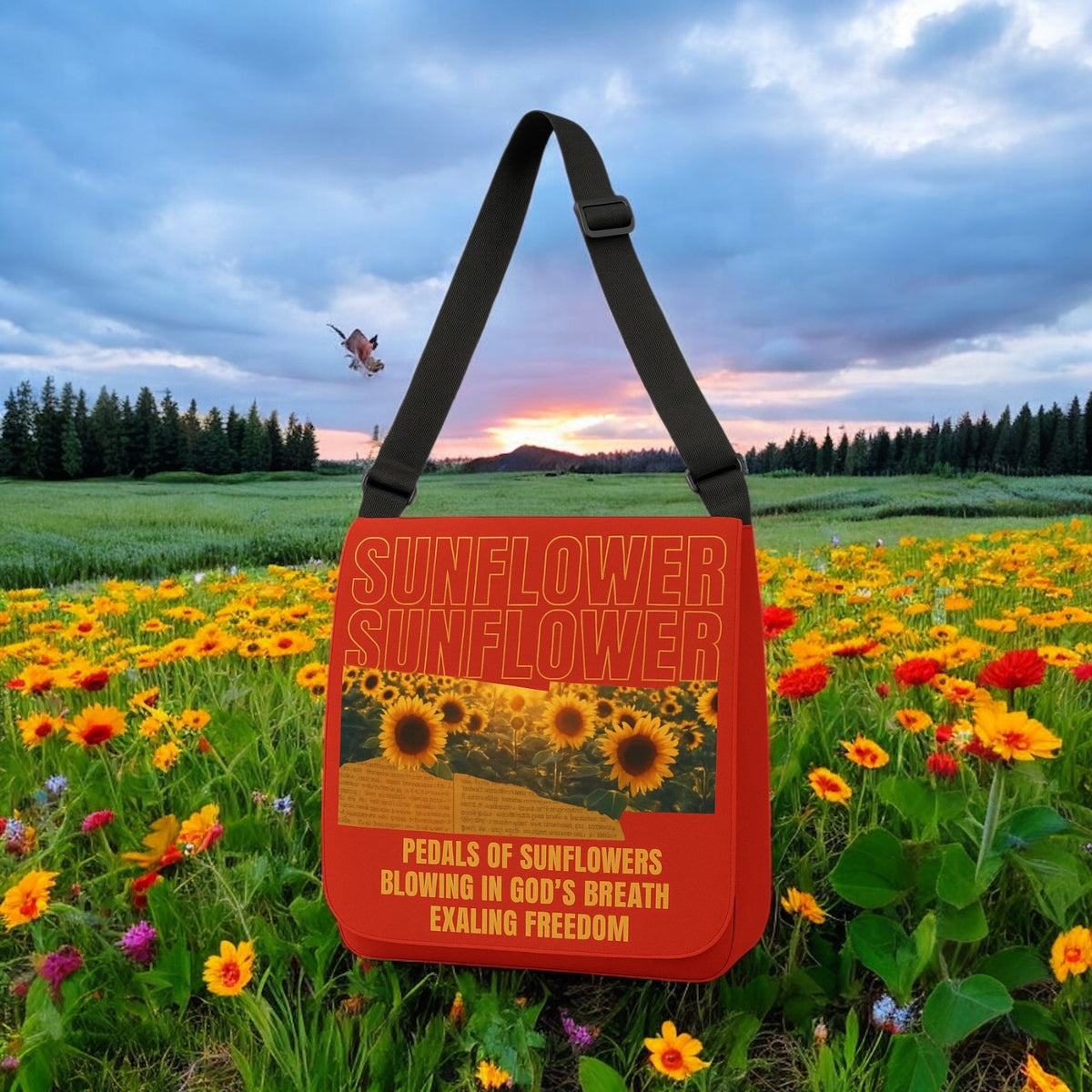 Sunflower Adjustable Tote Bag (Cherry Red)
