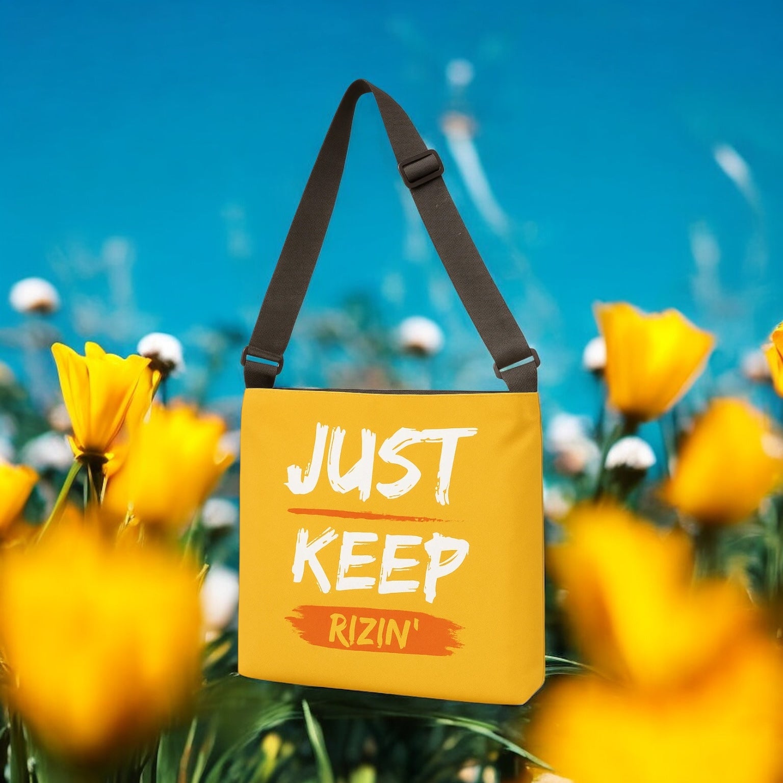 Just Keep Rizin’ Adjustable Tote Bag (Marigold Yellow)